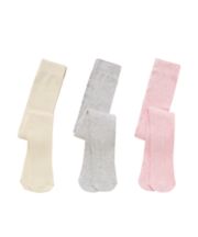 Mothercare Pink, Cream And Grey Cable Knit Tights - 3 Pack