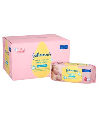 Johnsons® Baby Fragrance Free Wipes  12 x 64 Pack   baby wipes 