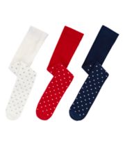 Mothercare Red, Cream And Navy Spot Tights - 3 Pack