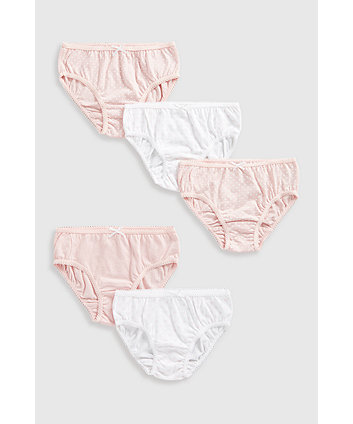 Mothercare Pink And White Briefs - 5 Pack