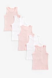 Mothercare Pink And White Vests - 5 Pack