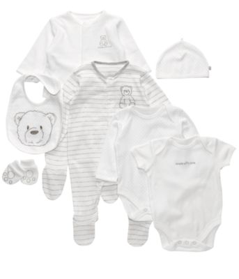 Mothercare Unisex Grey Bear 8 Piece Gift Set   gift sets   Mothercare