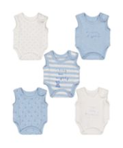 Mothercare Blue Premature Baby Bodysuits – 5 Pack