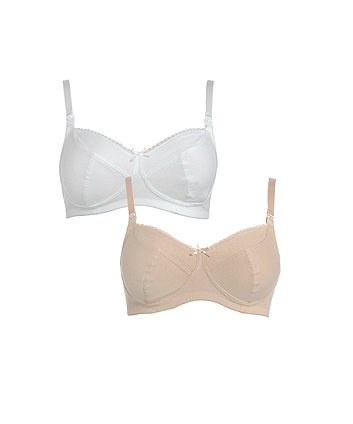 Mothercare Nude And White Soft Cup Nursing Bras - 2 Pack