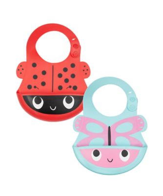 Mothercare Girls Silicone Crumbcatcher Toddler Bibs - 2 Pack