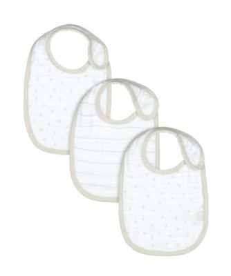 Mothercare New Born Grey Stars and StripesMuslin Bibs - 3 Pack