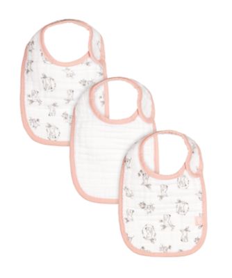 Mothercare Newborn Pink Rabbit & Mouse Muslin Bibs - 3 Pack