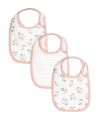 Mothercare Pink Muslin Newborn Bibs - 3 Pack