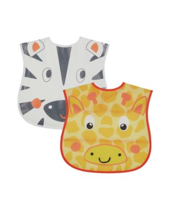 Mothercare Safari Faces Crumb Catcher Toddler Bibs - 2 Pack