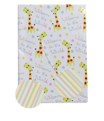 Mothercare Giraffe Wrapping Paper and Tag   cards & gift wrap 