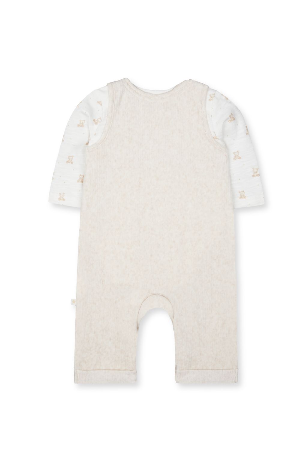 Primul meu set de salopetă și body din velur cu animale în culoarea ovăzului