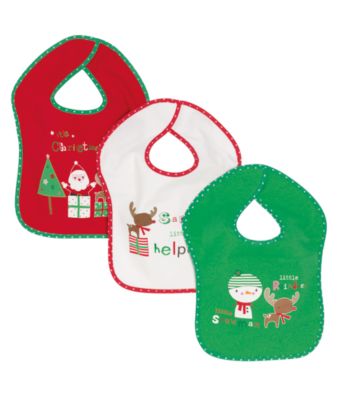 Mothercare Christmas Toddler Weaning Bibs   3 Pack   christmas 