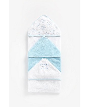 Mothercare Blue Cuddle 'N' Dry Hooded Towels - 3 Pack