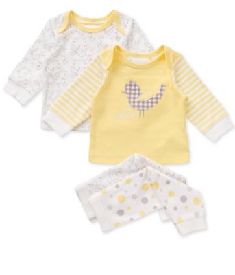 Mothercare Girls Lemon Bird Pyjamas Set – 2 pack