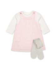 Mothercare My First Pink Cord Pinny Dress, Bodysuit And Tights Set