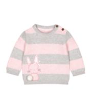 Mothercare Pink And Grey Bunny Jumper