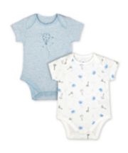 Mothercare My First Ribbed Balloon And Safari Bodysuits - 2 Pack