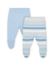 Mothercare My First Blue And Stripe Leggings With Feet - 2 Pack