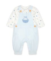 Mothercare My First Blue Safari Cord Dungarees And Bodysuit Set