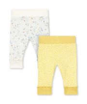 Mothercare White And Yellow Floral Joggers - 2 Pack