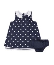 Mothercare Heritage Navy Spot Dress And Knickers Set