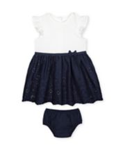 Mothercare Heritage Navy Broderie Skirt Dress And Knickers Set