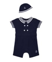 Mothercare Heritage Anchor Romper And Hat Set