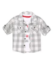 Mothercare Grey Checked Shirt And T-Shirt Set