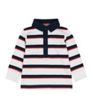 Mothercare Navy And Red Striped Rugby Shirt