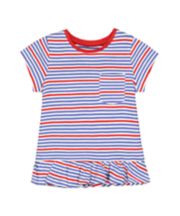 Mothercare Red And Blue Stripe Frill T-Shirt