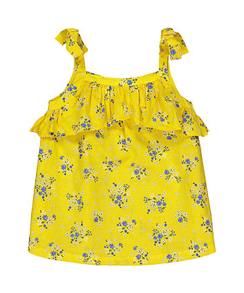 Mothercare Yellow Ditsy Floral Frill Blouse