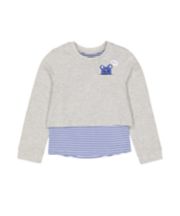 Mothercare Grey Marl And Striped Double-Layer Sweat Top