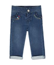 Mothercare Frill-Pocket Jeans - Mid-Wash