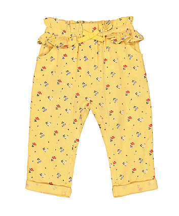 Mothercare Woven Mustard Ditsy Floral Trousers
