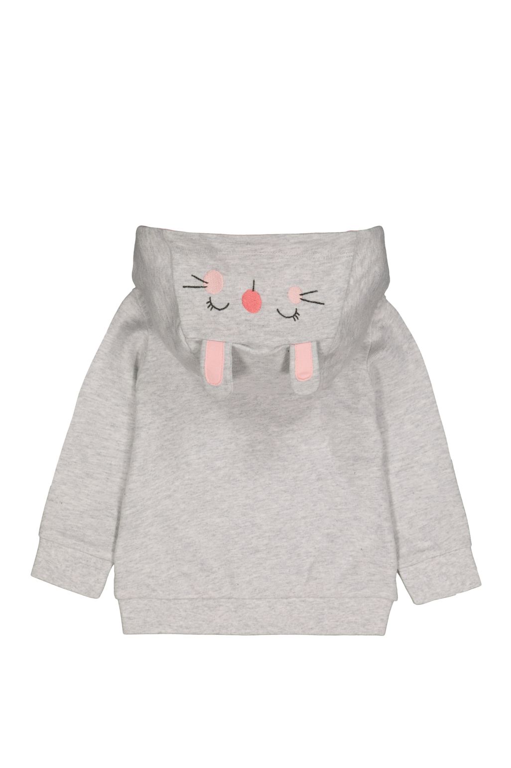 Hanorac cu glugă gri în formă de iepuraș, cu fermoar și urechi