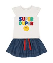 Mothercare Super Duper T-Shirt And Denim Skirt Set