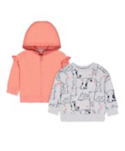 Mothercare Grey Bunny Sweat Top And Coral Zip-Through Hoody Set