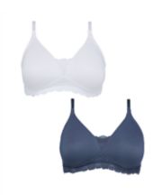 Mothercare Blue And White Lace-Trim Nursing T-Shirt Bras - 2 Pack