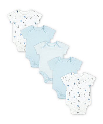 Mothercare My First Blue Bodysuits - 5 Pack
