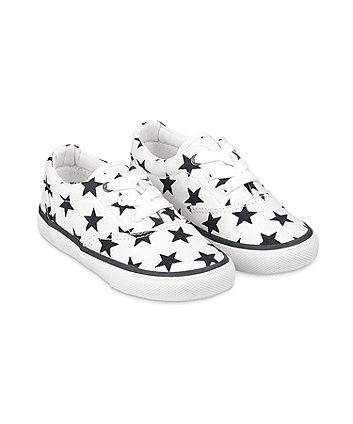 Mothercare Black And White Star Canvas Trainers