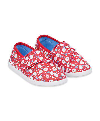 Mothercare Red Floral Canvas Pumps