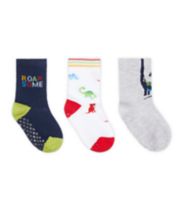 Mothercare Grey Dino Socks - 3 Pack