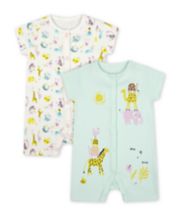 Mothercare Little Safari Rompers - 2 Pack