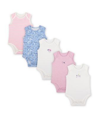 Mothercare Butterfly Sleeveless Bodysuits - 5 Pack