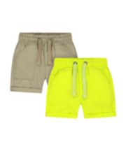 Mothercare Lime And Khaki Poplin Shorts - 2 Pack