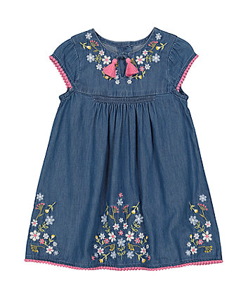 Mothercare Denim Embroidered Dress