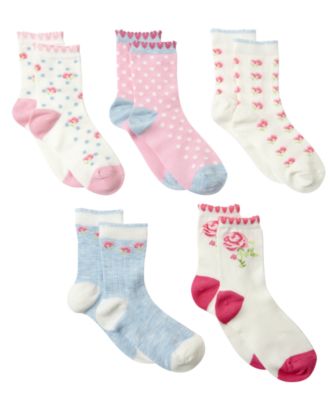 Mothercare Blue Marl Floral Socks – 5 pack   socks   Mothercare