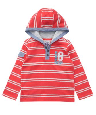 Mothercare Red Stripe Hooded Top   t shirts   Mothercare