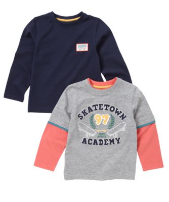 Mothercare Skate Town Academy and Navy T Shirts – 2 Pack   t shirts 