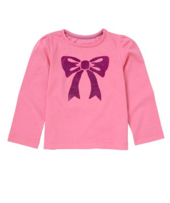 Mothercare Long Sleeve Flock Bow Top   tops   Mothercare